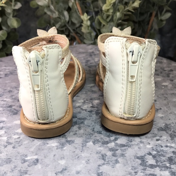 Falls Creek Little Girls Size 5 White Strappy Open Toe Glitter Flower Sandals ☀️ - Picture 6 of 9